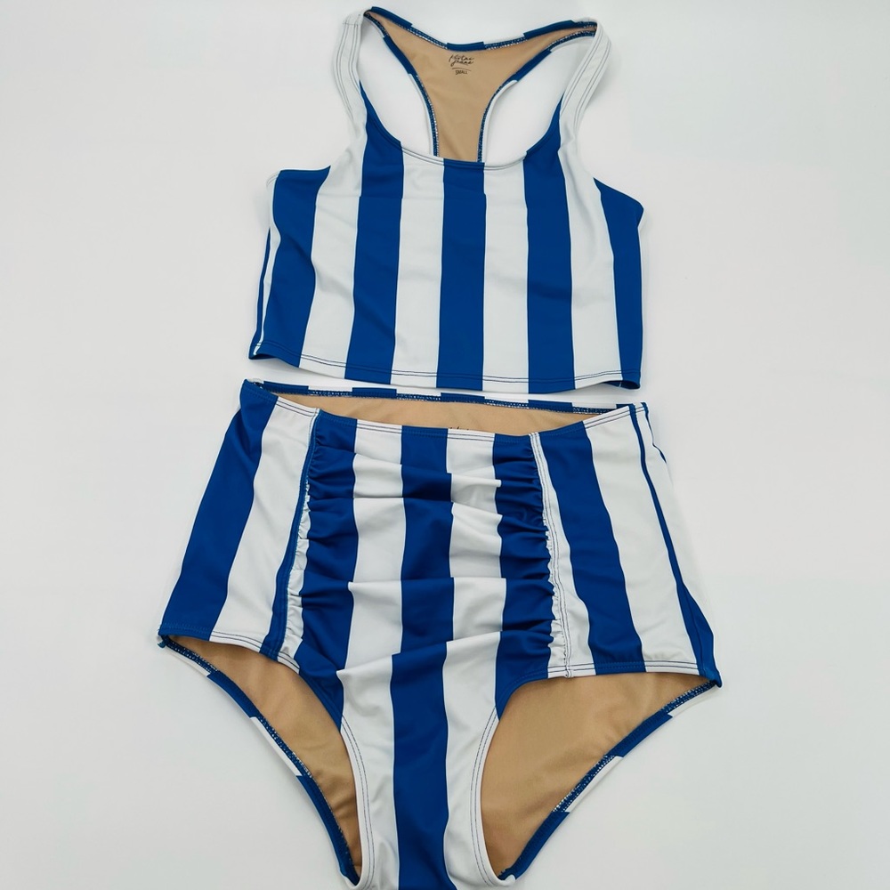Kortni Jeane 2 piece striped Swimsuit Racerback top and bottoms.